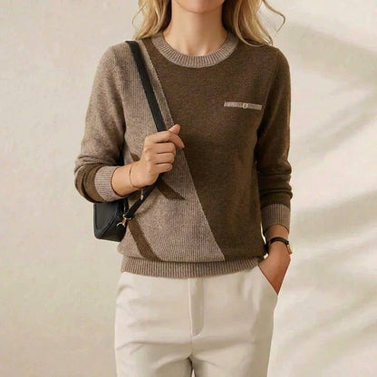 Trudy – Contrast Trim Crew Neck Knit Sweater