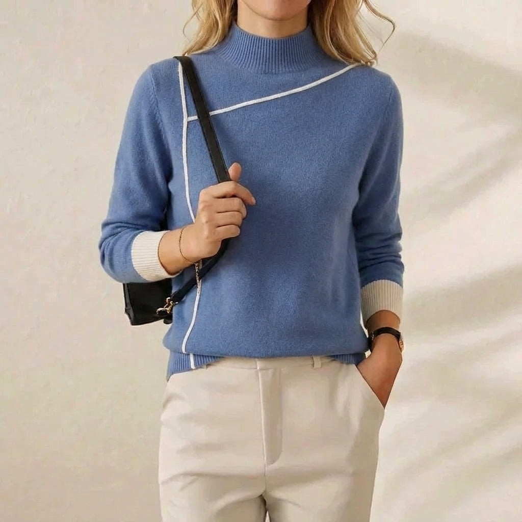 Rita – Turtleneck Sweater with Contrast Trim