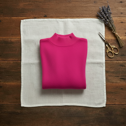 Jessica – Turtleneck Sweater with Stripe Cuffs