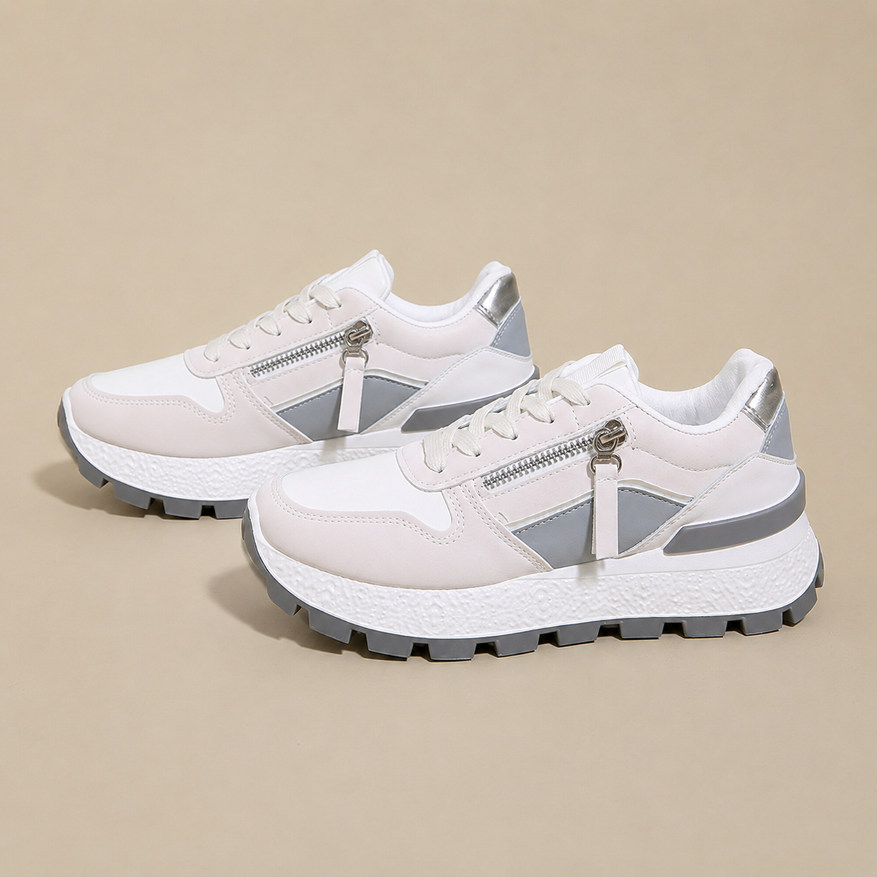 Mercedes – Leopard Panel Lace-Up Sneakers