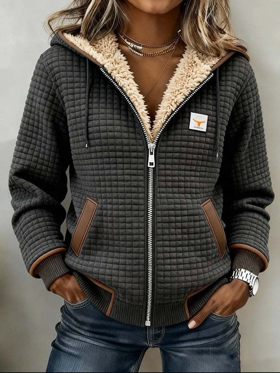 Elaine – Sherpa-Lined Quilted Zip-Up Hoodie