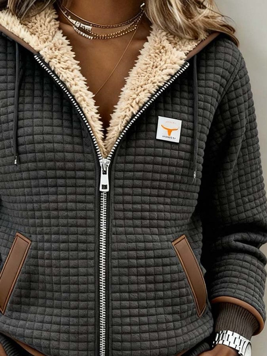 Elaine – Sherpa-Lined Quilted Zip-Up Hoodie