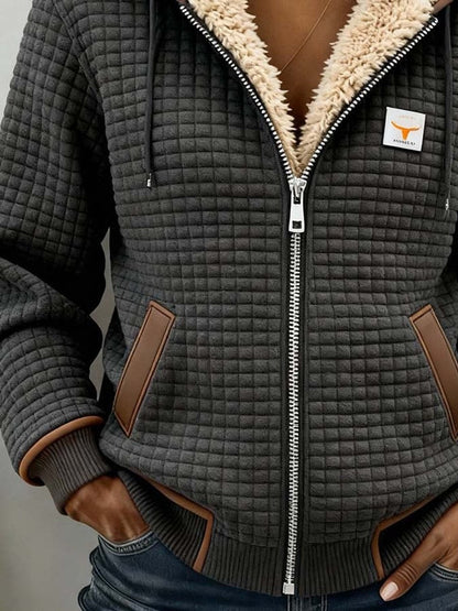 Elaine – Sherpa-Lined Quilted Zip-Up Hoodie