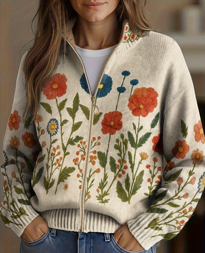 Estella – Wildflower Zip-Up Cardigan